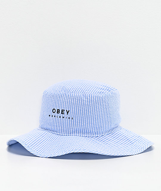 blue and white bucket hat