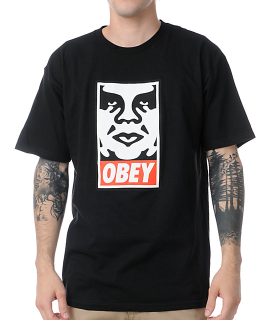 Obey Icon Face Black T-Shirt | Zumiez