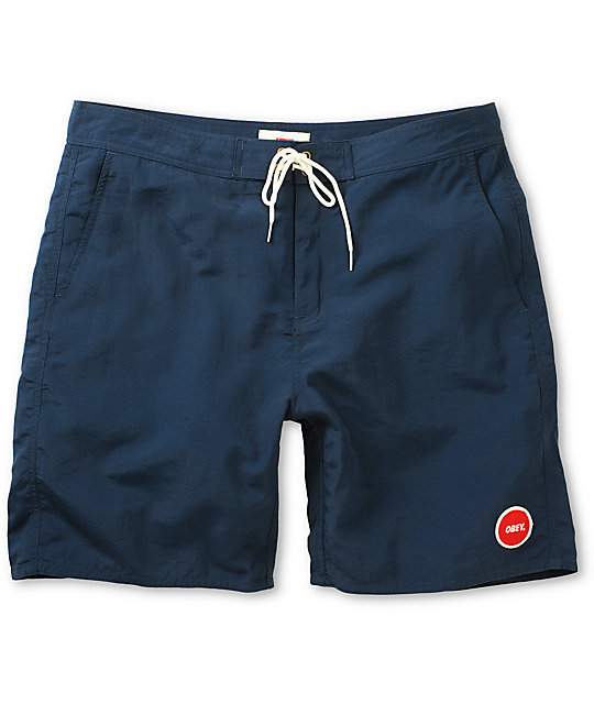Obey Inlet Navy Blue Board Shorts | Zumiez