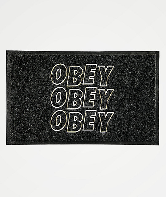 Obey Jumble Stacks Black Doormat Zumiez