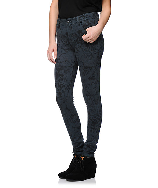 Obey Lean & Mean Dark Slate Printed Skinny Jeans | Zumiez