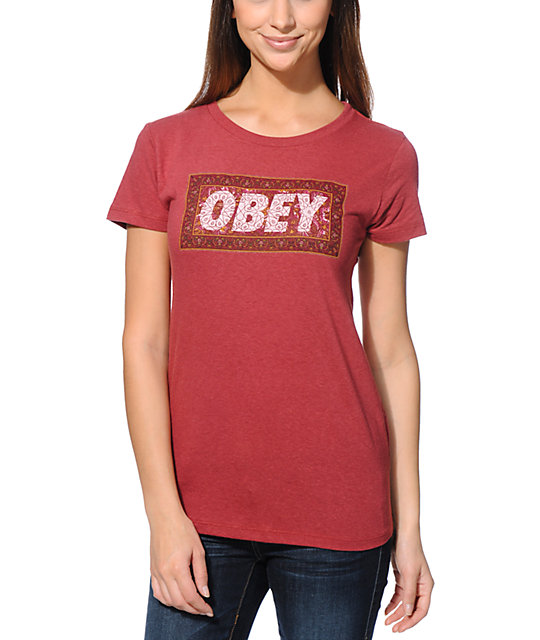 Obey Magic Carpet Burgundy T-Shirt | Zumiez