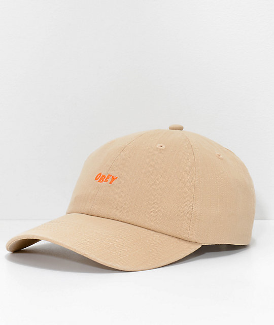 khaki strapback hat