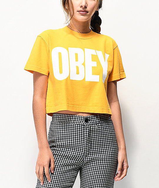Download Obey Mom Jeans Mango Mock Neck Crop T-Shirt | Zumiez