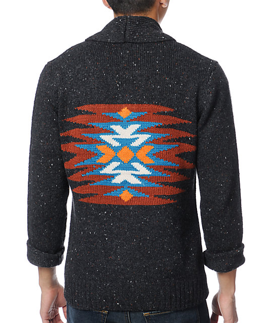 Obey Native Print Grey Cardigan Sweater | Zumiez