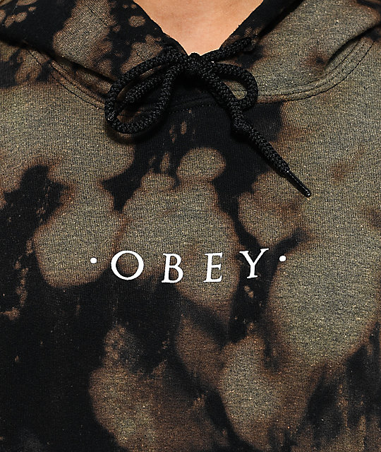 obey novel bleached black hoodie