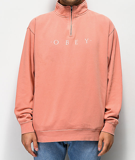 obey half zip hoodie