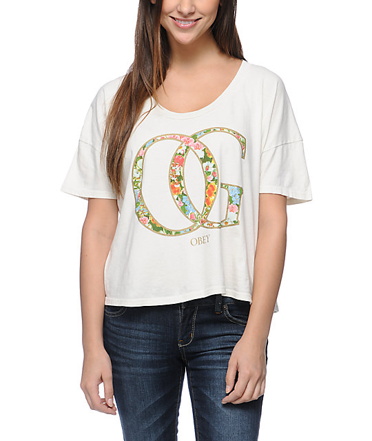 Obey OG Spring Natural Vintage Crop T-Shirt | Zumiez