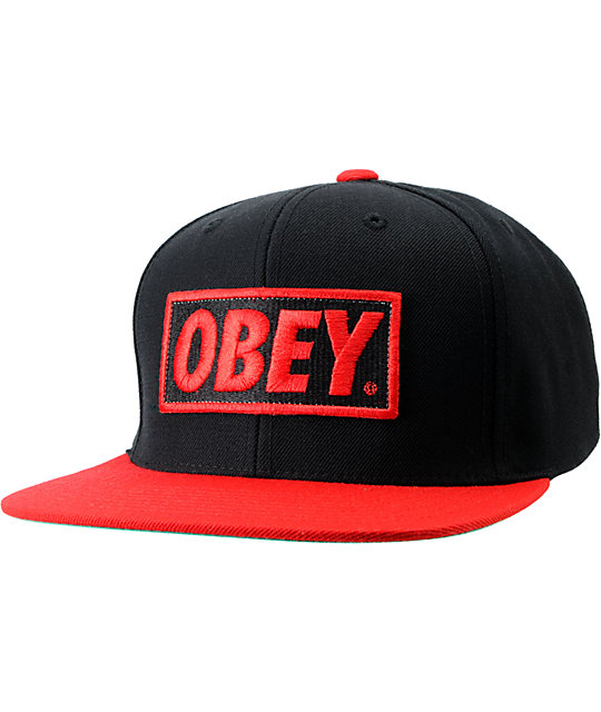 Obey Original Black & Red Snapback Hat