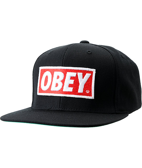 Obey Original Black Snapback Hat
