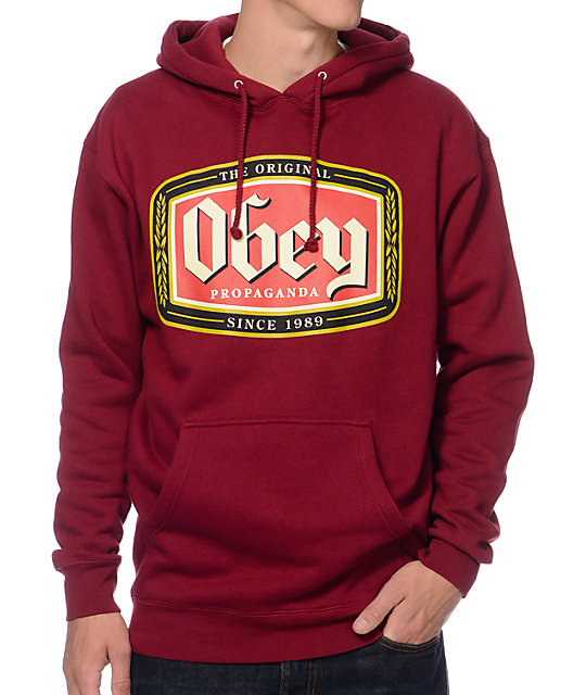 Obey Original Lager Burgundy Pullover Hoodie | Zumiez
