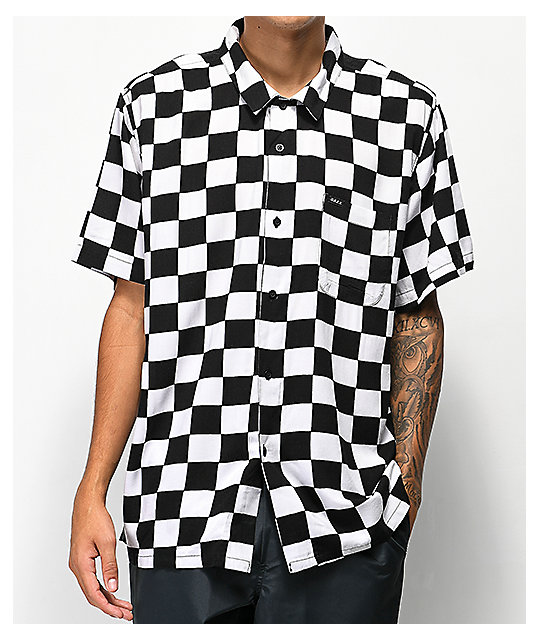 women's black and white checkered shirt