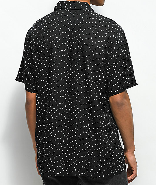 Obey Pumps Black & White Short Sleeve Button Up Shirt | Zumiez