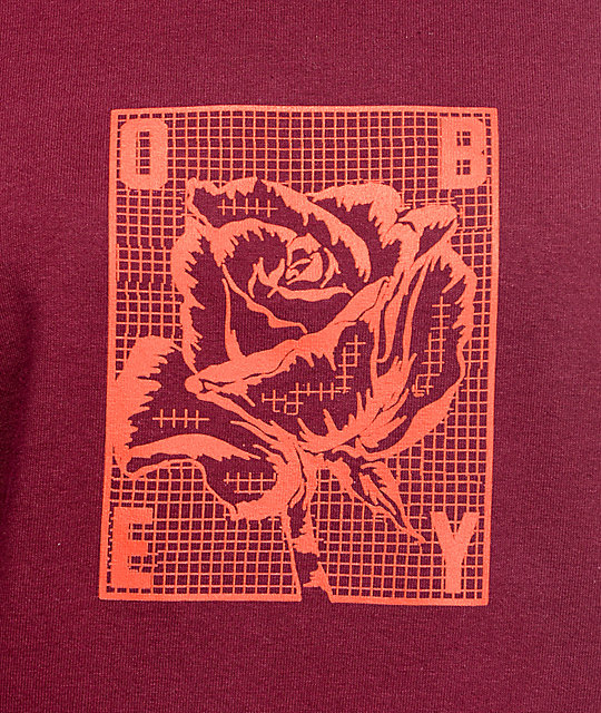 Obey Rose Grid Burgundy Long Sleeve T-Shirt | Zumiez