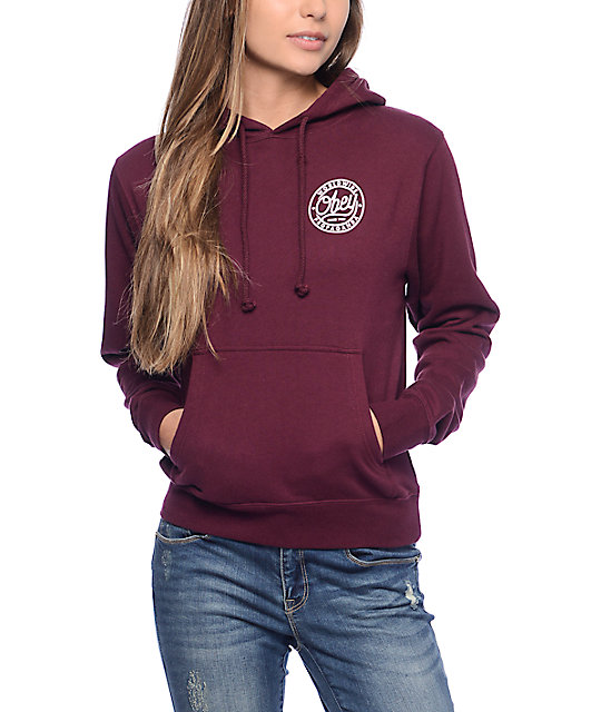 burgundy obey hoodie