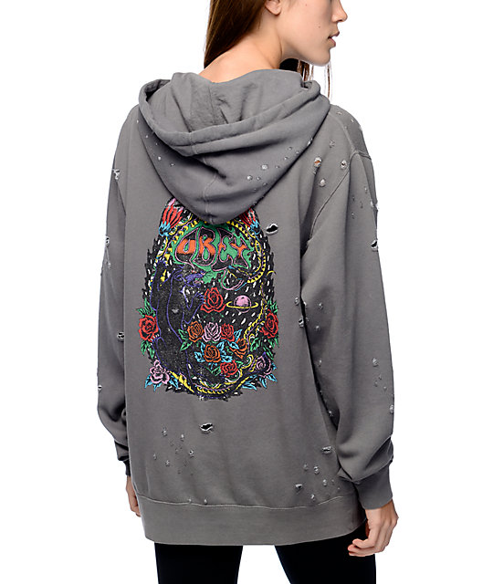 Obey Space & Time Charcoal Hoodie | Zumiez