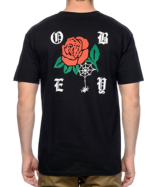 Obey Spider Rose Black T-Shirt | Zumiez
