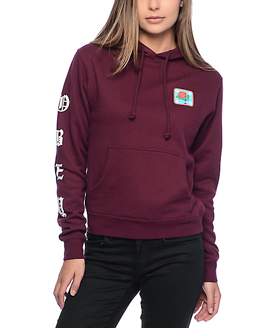 Obey Spider Rose Burgundy Hoodie | Zumiez