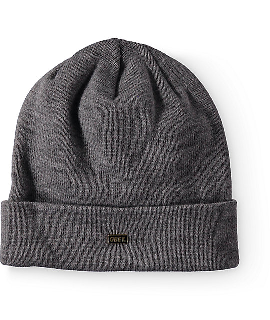 grey obey beanie