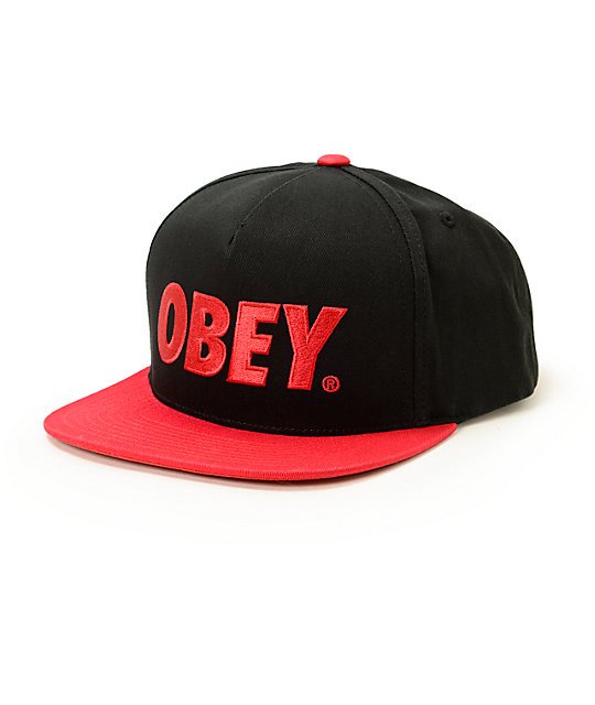 Obey The City Black & Red Snapback Hat