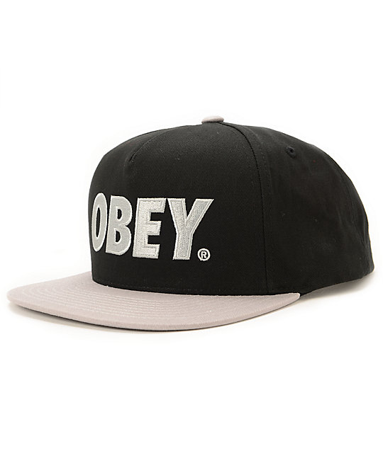 Obey The City Black & Silver Snapback Hat