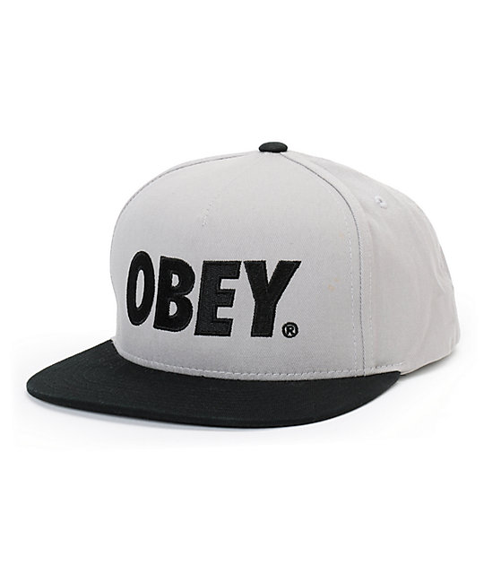 Obey The City Grey & Black Snapback Hat