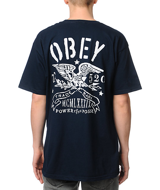 Obey Trademark Eagle Navy T-Shirt | Zumiez