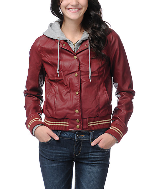 Obey Varsity Lover Burgundy Faux Leather Jacket | Zumiez