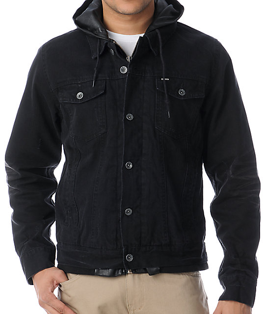 obey black denim jacket