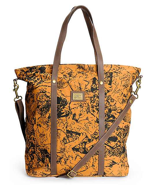 Obey Wolf Pack Dark Khaki Tote Bag Zumiez Obey Wolf Pack Dark Khaki Tote Bag