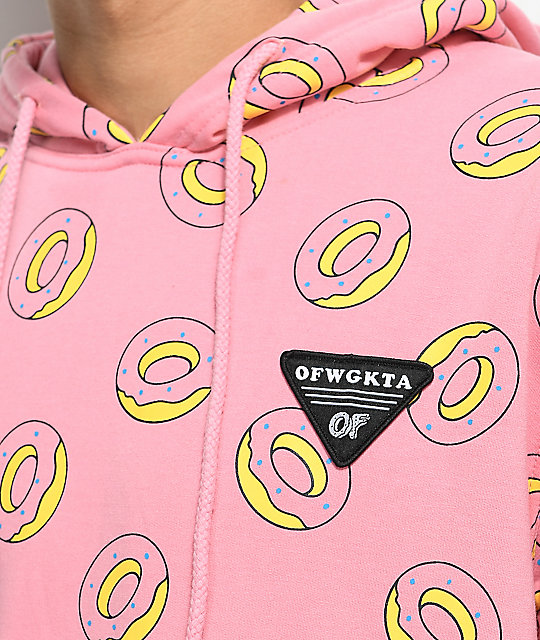 odd future allover donut pink hoodie