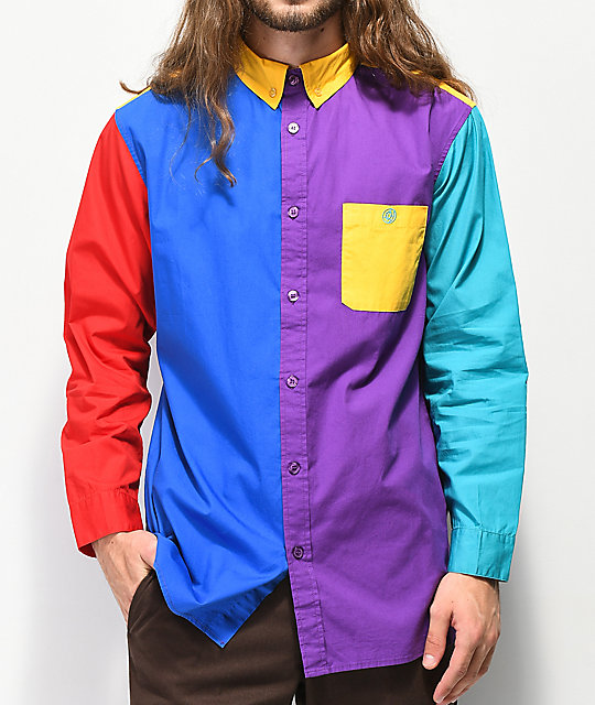 colorblock button up shirt