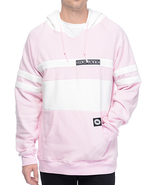 Odd Future OF Collegiate Stripe Pink & White Hoodie | Zumiez