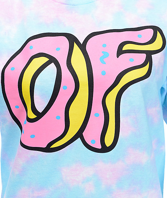 Odd Future OF Donut Logo Blue & Pink Tie Dye Long Sleeve T-Shirt | Zumiez