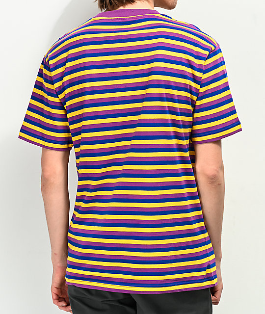 blue and yellow striped top