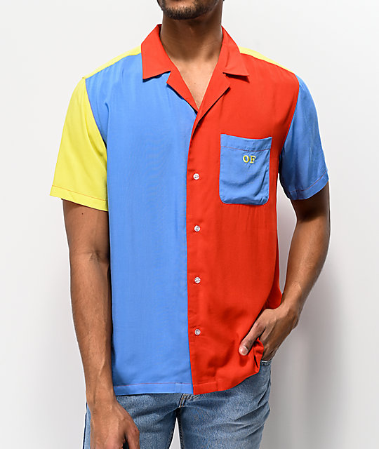 colorblock button up shirt