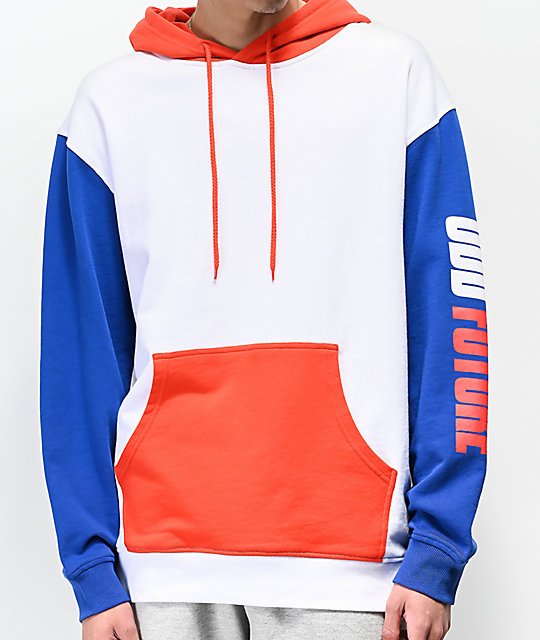 red and blue hoodie