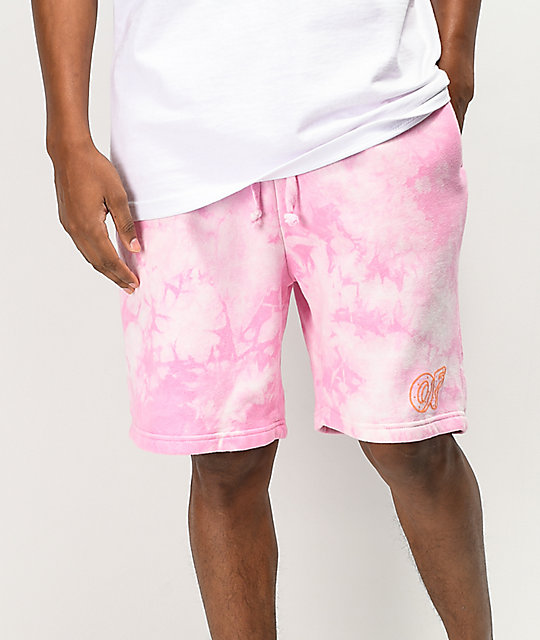 mens pink sweat shorts