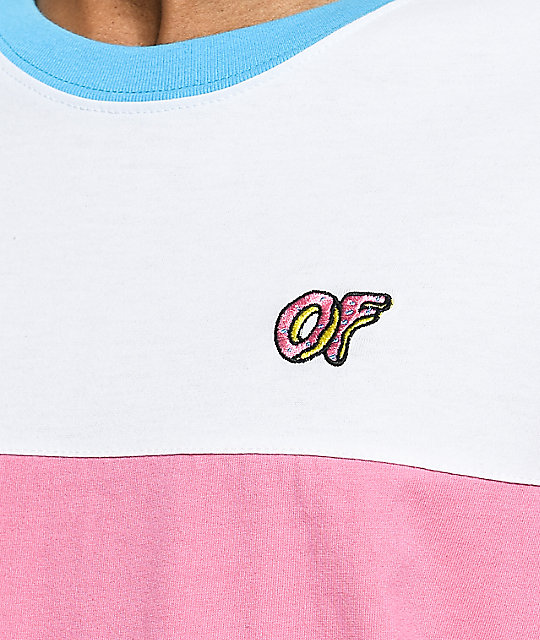 Odd Future White, Blue & Pink Colorblock Stripe T-Shirt | Zumiez