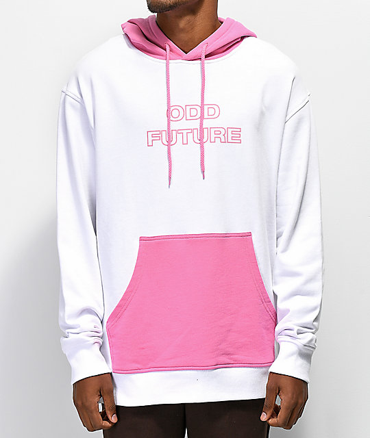 pink and white hoodie