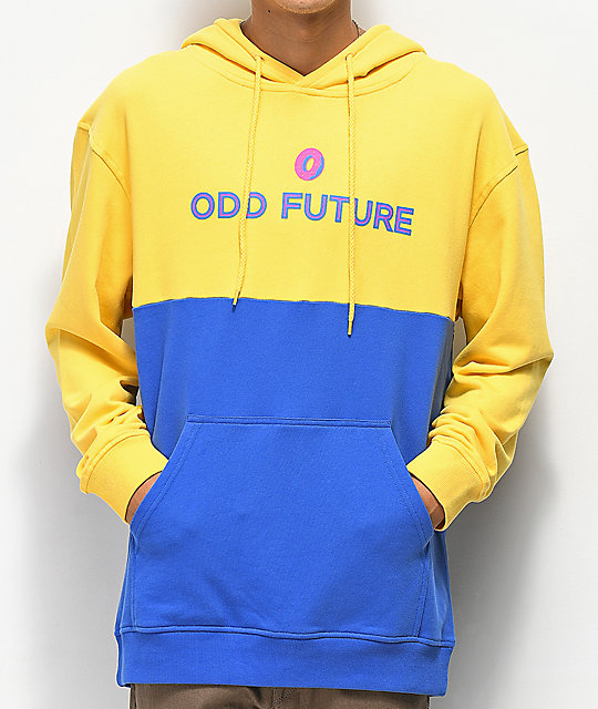 yellow color block hoodie