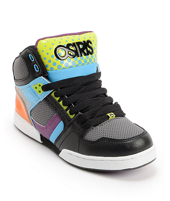 Osiris Kids NYC 83 Black & Neon Dot Fade Skate Shoes | Zumiez