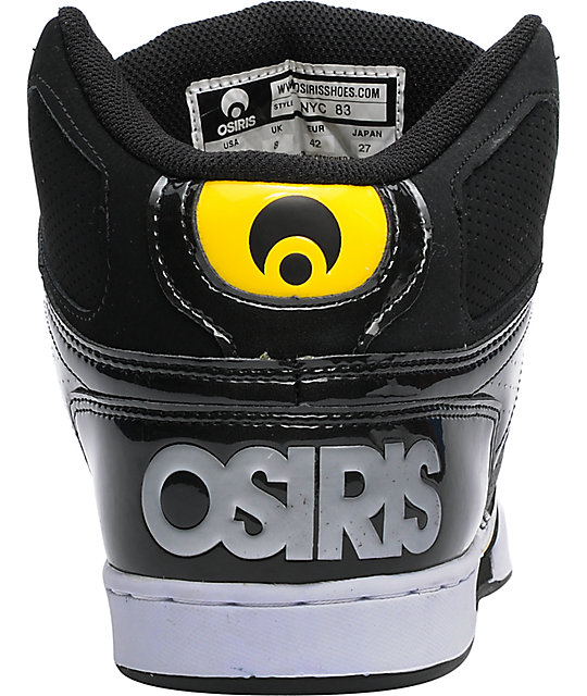 Osiris Nyc 83 Black Charcoal Grey Yellow Shoes Zumiez