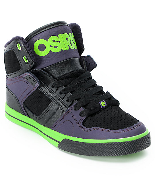 Osiris NYC 83 VLC Black, Purple, & Lime Green Skate Shoes