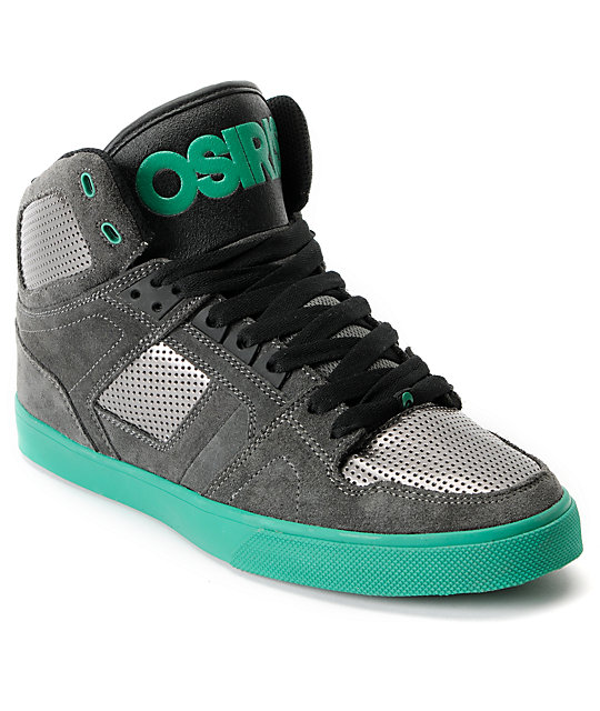 Osiris NYC 83 Vulc Grey & Green Suede High Top Shoe at Zumiez : PDP