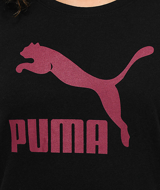 Puma Archive Black Burgundy Logo T Shirt Zumiez