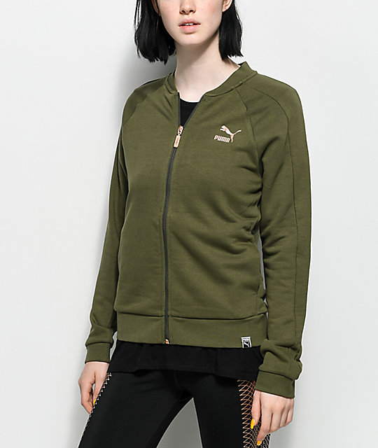 olive green puma hoodie