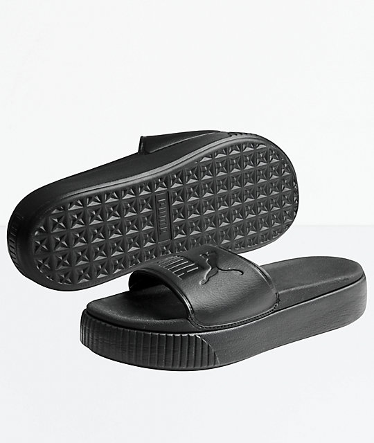 puma platform slides black