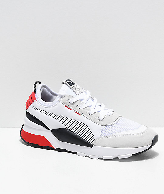 Raspaw: Red And White Puma Running Shoes