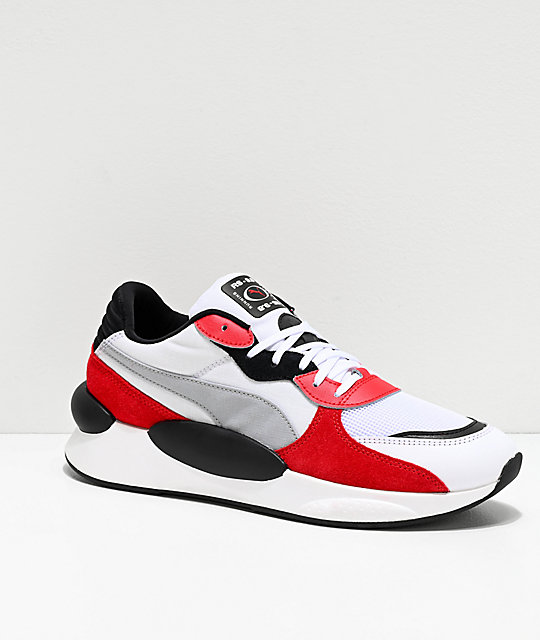 puma red and white shoes